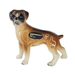 Coopercraft Boxer Dog Figurine Ceramic Made In England Vintage Collectible 4"